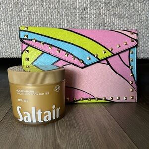 NWT Saltair Golden Hour Body Butter with Colorful Clutch